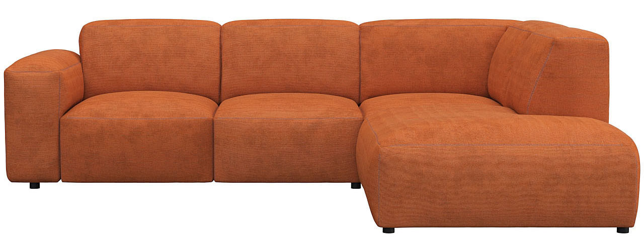 Ecksofa FLEXLUX "Lucera, super Sitzkomfort durch Kaltschaum im Sitz, L-Form", orange (burned orange), B:256cm H:73cm T:231cm, 85% Polyester/15%Polyamide, Sofas, Ecksofa, modern & anschmiegsam, Designsofa, modernes skandinavisches Design