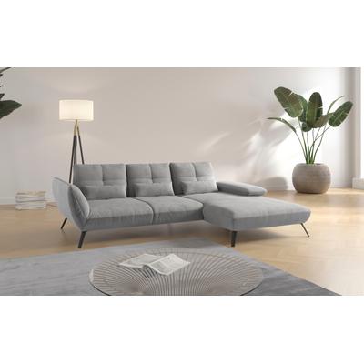 Ecksofa PLACES OF STYLE "Mikado L-Form", silber (silberfarben), B:276cm H:88cm T:183cm, 100% Polyester, Sofas, inkl. Sitztiefenverstellung und Armteilverstellung Image