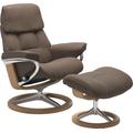 Hocker STRESSLESS "Ruby", braun (mole batick), B:53cm H:41cm T:39cm, Leder BATICK: durchgefärbtes und genarbtes Möbelleder, Leder PALOMA: durchgefärbtes Semianilin-Möbelleder, Hocker, mit Signature Base, Gestell Eiche, Wenge, Braun & Schwarz