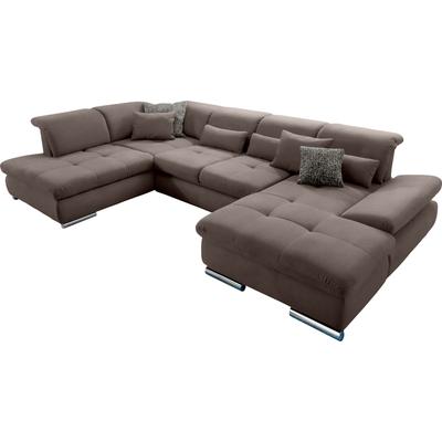 Wohnlandschaft "SO 4100 komfortable Federkernunterfederung, inkl. Kopfteilverstellung", braun (nuss), B:365cm H:80cm T:225cm, SET ONE BY MUSTERRING, Sofas, wahlweise Bettfunktion und Sitztiefenverstellung, U-Form Image
