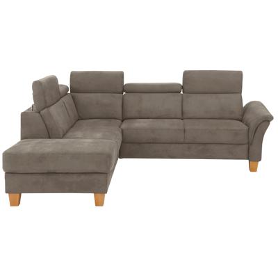 Ecksofa HOME AFFAIRE "Conville L-Form", braun (savannah), B:247cm H:84cm T:217cm, 100% Polyester, Sofas, Federkern, wahlweise mit Bettfunktion und Bettkasten bzw. Stauraum Image