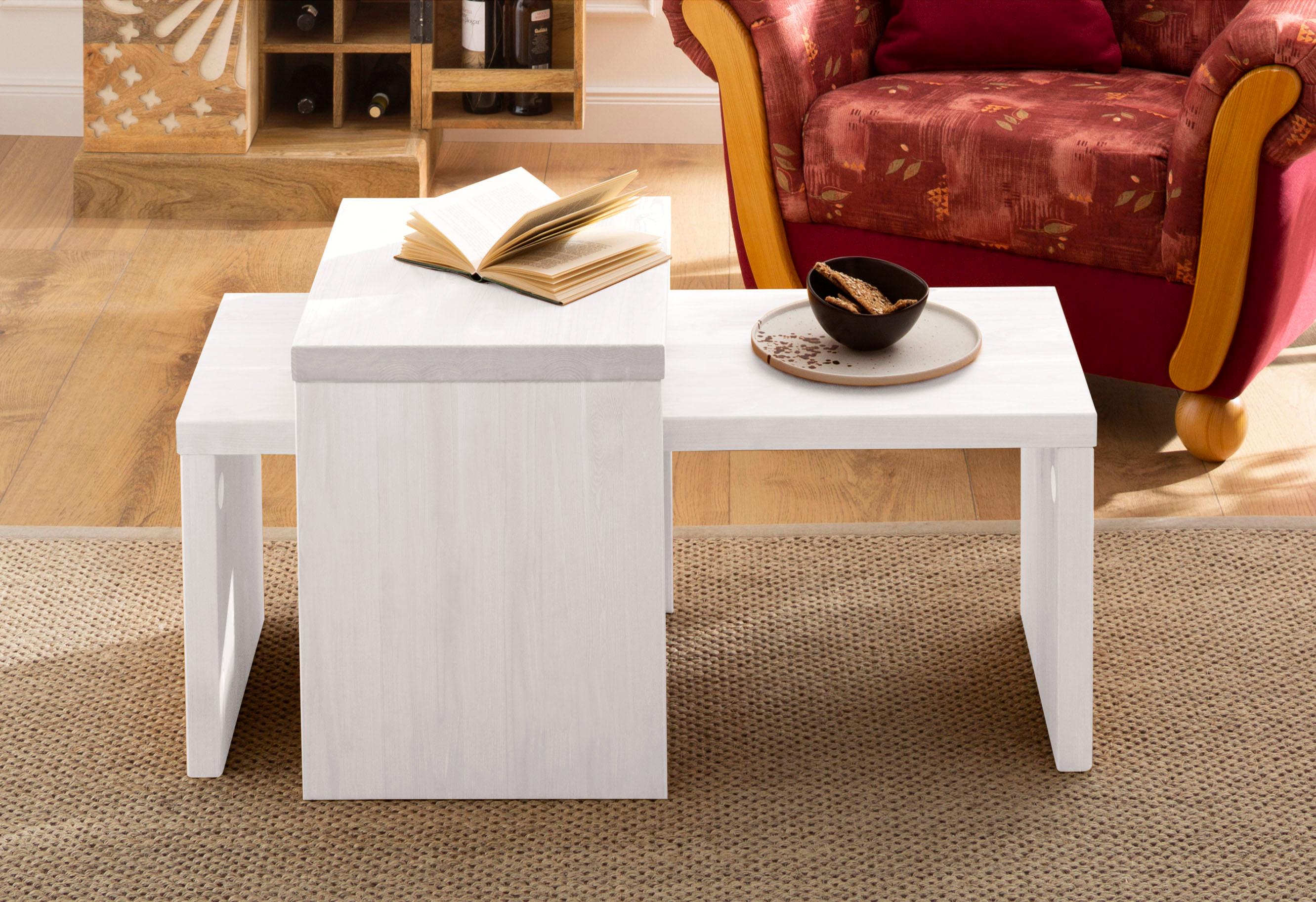 Couchtisch HOME AFFAIRE "Leinz", weiß, B:40cm H:50cm T:50cm, Tische, Eckige Couchtische Holz-Couchtische, aus Kiefer, Tischplatten in zwei Stärken erhältlich, Breite 100 cm