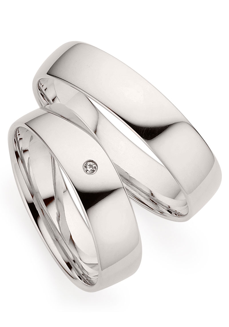 Trauring PHÖNIX "Schmuck Geschenk Partnerring Ehering Trauring Silber 925" Gr. 60, silber (silberfarben), Fingerringe, Damen, 60, 0,01 SI = kleine Einschlüsse mit Brillant, Silber 925 (Sterlingsilber), 5mm, Made in Germany - wahlweise mit oder ohne... Image