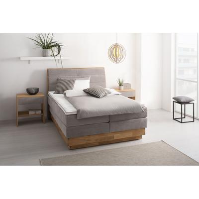 Boxspringbett OTTO PRODUCTS "Jenna", grau (argento), B:164cm L:216cm, Komplettbetten, Boxspringbett, ohne LED-Beleuchtung, mit zertifizierten, recycelten Bezugsstoffen Image