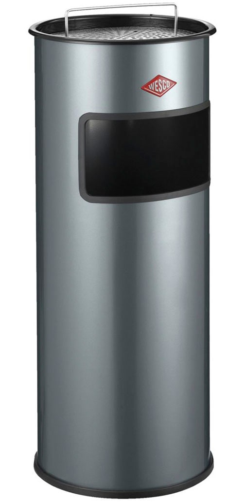 Aschenbecher WESCO, grau (graphit), B:27cm H:64cm T:27cm, Stahlblech, Mülleimer, Standascher mit Sieb, Stahlblech, 30 Liter Image