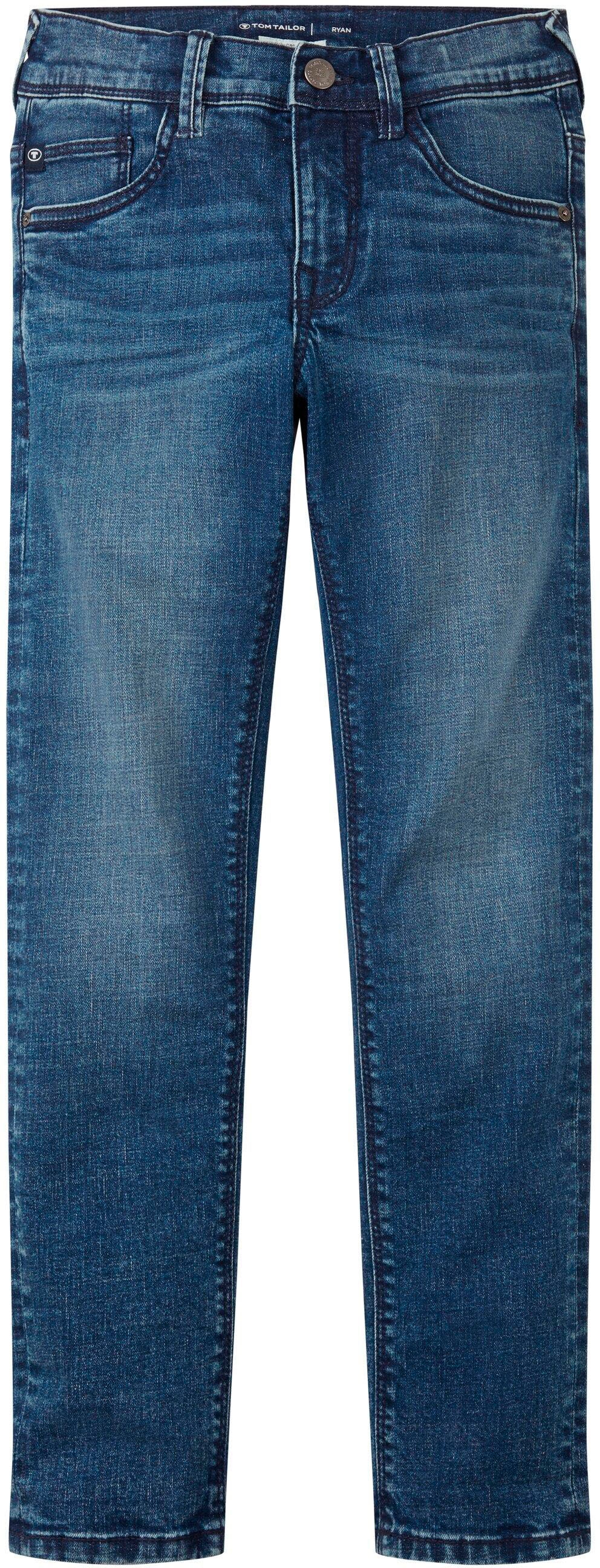 Skinny-fit-Jeans TOM TAILOR "RYAN", Jungen, Gr. 170, N-Gr, grau (mid stone), Jeans, Obermaterial: 99% Baumwolle, 1% Elasthan, unifarben, skinny fit lang, Jeans, mit Stretch