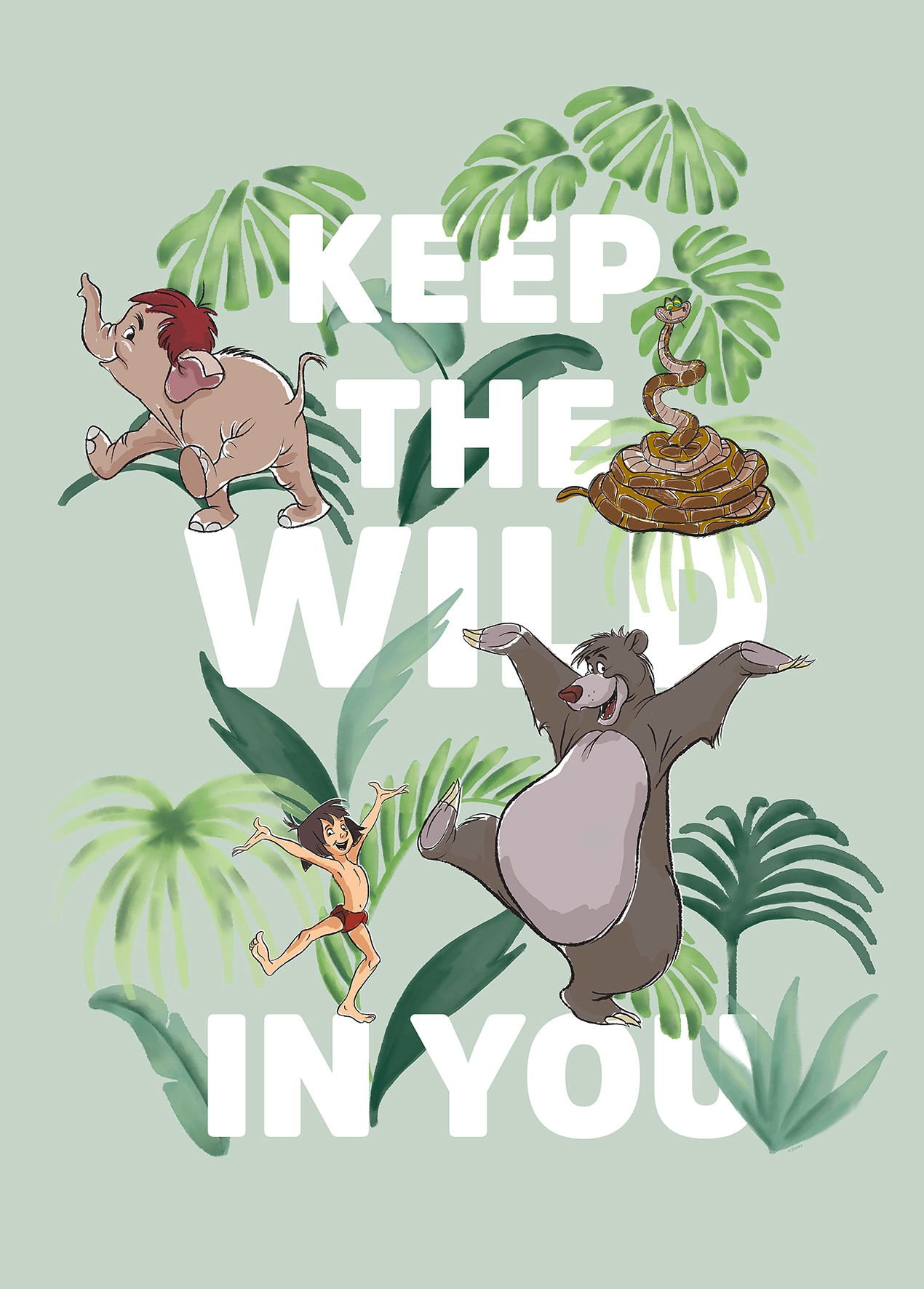 Bild KOMAR "Jungle Book Keep the Wild", bunt (farbe bild(er): bunt), B:50cm H:70cm, Holz, Papier, Bilder, Wandbild zur Dekoration im Kinderzimmer - ohne Rahmen Image