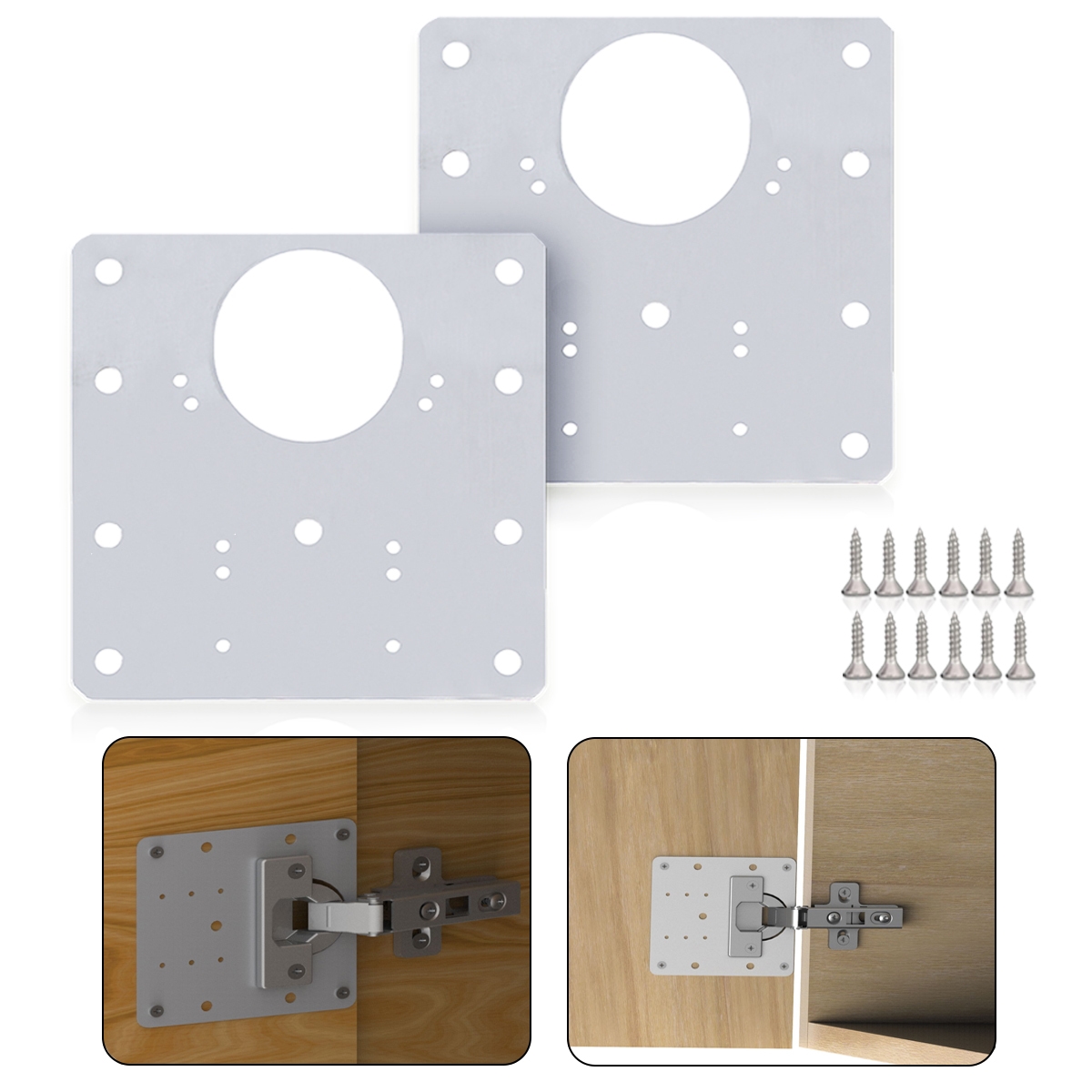 MS Beschläge 2er Set Edelstahl Scharnierbefestigungsplatte Reparaturblech Reparaturplatte Image