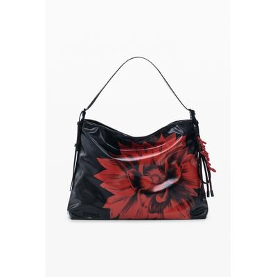 Medium shiny flower shoulder bag