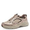 Plateausneaker TAMARIS, Damen, Gr. 36, rosa (rosegoldfarben), Textil, Lederimitat, metallic, kontrastfarbene Details, sportlich, Schuhe, Freizeitschuh, Halbschuh, Schnürer, Details in Metallicoptik