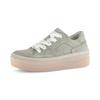 Plateausneaker GABOR, Damen, Gr. 41, grün (hellkhaki), Veloursleder, unifarben, sportlich, Schuhe, Schnürschuh, Halbschuh, Freizeitschuh mit Best Fitting-Passform