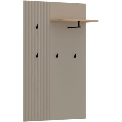 Garderobenpaneel HOME AFFAIRE "Luminara", cashmere (beige), eiche, B:85cm H:133cm T:26cm, Holzwerkstoff, MDF, Metall, Garderobenpaneele, Wandgarderobe breit mit eleganter Rillenoptik - (B/T/H) 85/26/133 cm Image