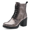Schnürstiefelette MARCO TOZZI, Damen, Gr. 40, silber (altsilberfarben), Lederimitat, metallic, modisch, Schuhe, Blockabsatz, Stiefelette, Schnürboots in veganer Verarbeitung