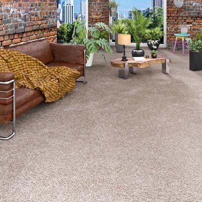 Teppichboden MY HOME "Rava", grau (taupe), B:400cm H:16mm L:200cm, Kunstfaser, Teppiche, Uni Farben, Breite 400 cm, Schlinge, weich, strapazierfähig