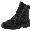 Schnürstiefelette WALDLÄUFER "H-SERENA", Damen, Gr. 4,5 (37,5), schwarz, Veloursleder, unifarben, klassisch, Schuhe, Schnürboots, Profilsohle, Blockabsatz, in Komfortweite H (= sehr weit)