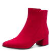 Stiefelette MARCO TOZZI, Damen, Gr. 38, rot, Textil, Veloursleder, klassisch, Schuhe, Blockabsatz, Businessschuh, Ankleboots mit Ziernähen