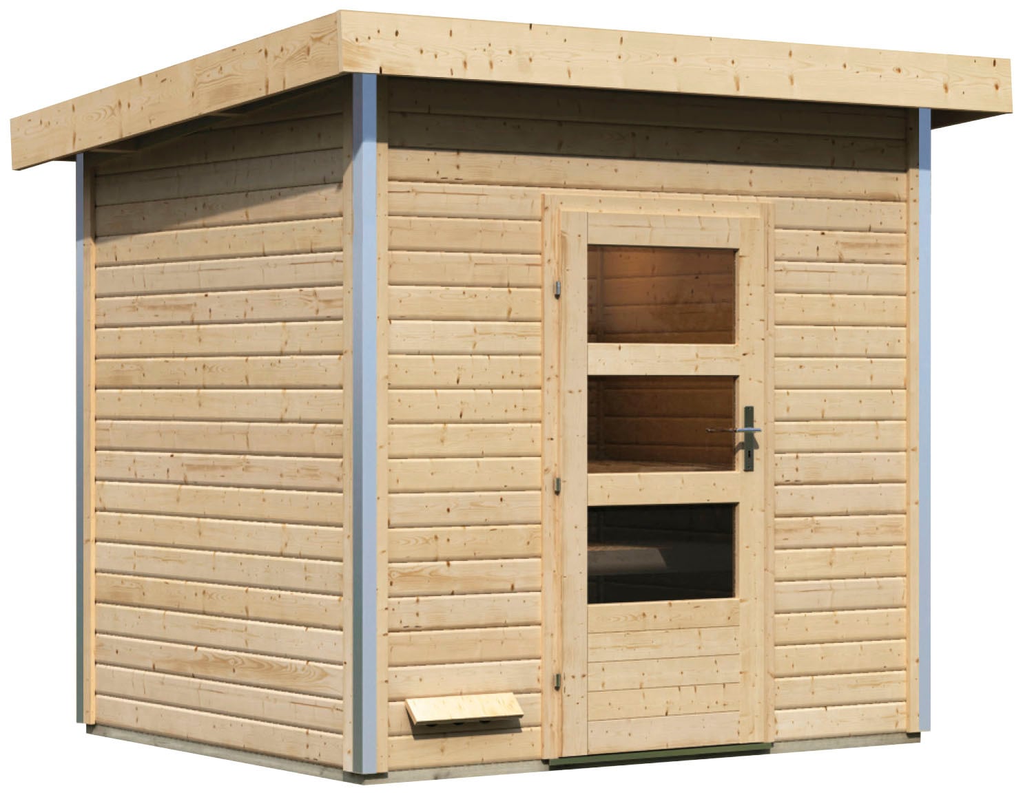 Saunahaus KARIBU "Ralf", beige (naturbelassen), ohne Ofen, (ohne Ofen), Saunen, moderne Tür Image