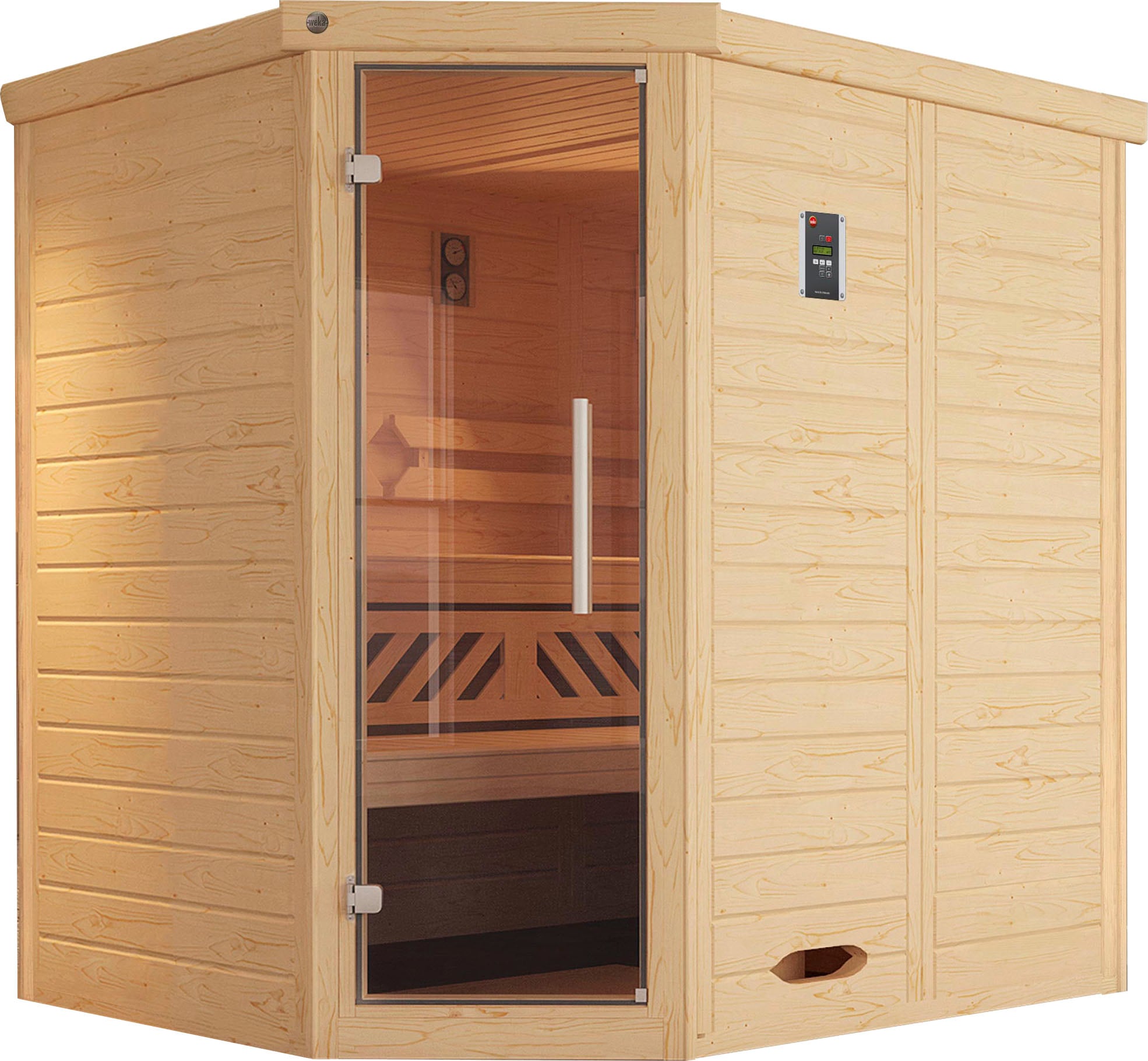 Sauna WEKA "Kemi", beige (natur), Saunaofen, externe Steuerung, 7,5 kW, Saunen, 7,5 kW-Ofen mit digitaler Steuerung