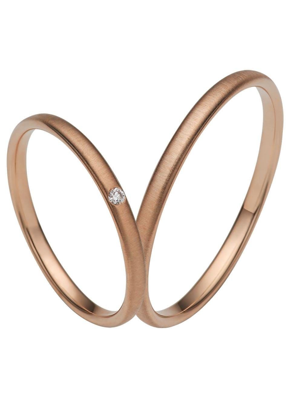 Trauring FIRETTI "Schmuck Geschenk Gold 375 Hochzeit Ehering "LIEBE" Gr. 72, rosa (roségoldfarben), Fingerringe, 72, ohne Brillant, Roségold 375, 2mm, Made in Germany, wahlweise mit oder ohne Brillant Image