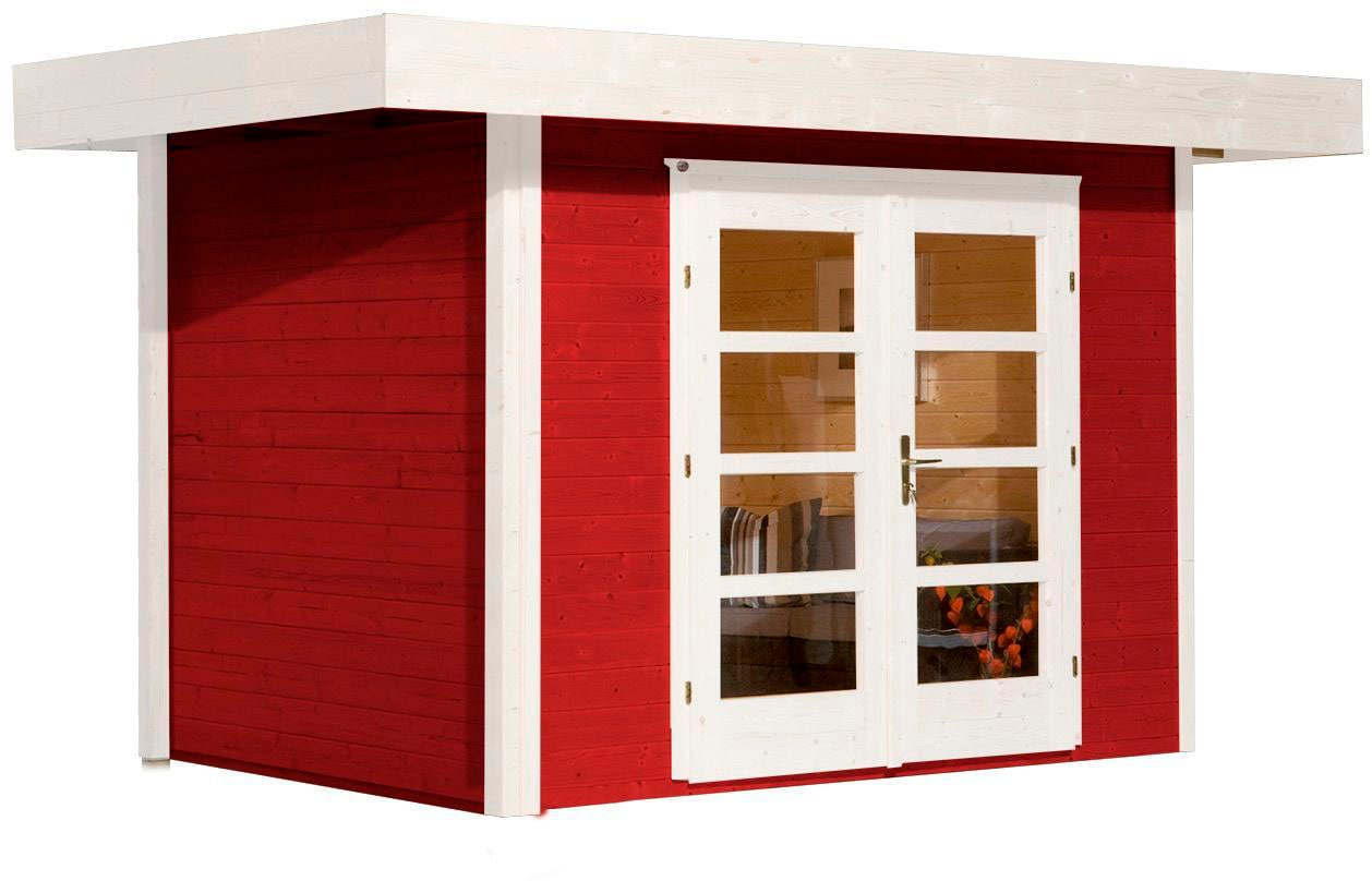 Gartenhaus WEKA "126 Gr.1, schwedenrot, 28 mm", rot (schwedenrot), Fußboden im Gartenhaus, ohne Rück- und Seitenwand, ohne Dacheindeckung, Massivholz, Gartenhäuser, Gartenhaus