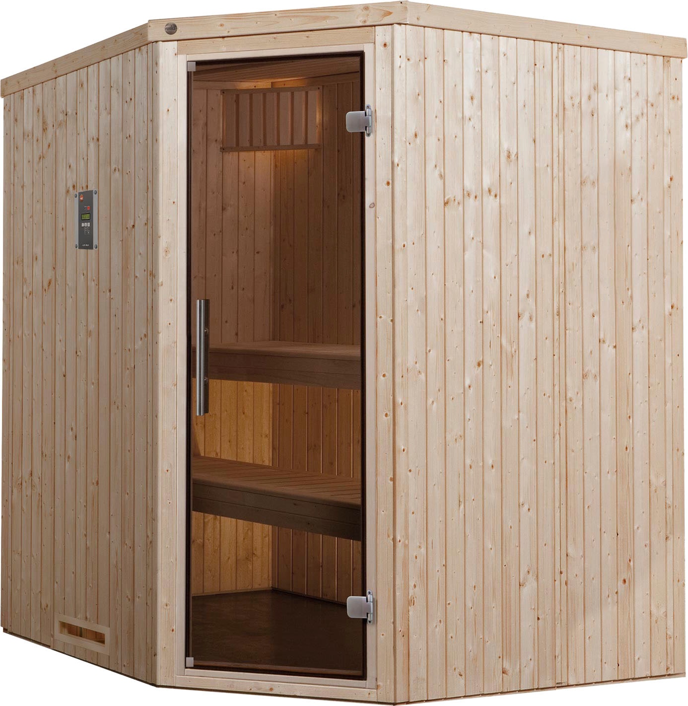 Sauna WEKA "Varberg", beige (natur), Saunaofen, externe Steuerung, 7,5 kW, Saunen, 7,5 kW-Ofen mit digitaler Steuerung
