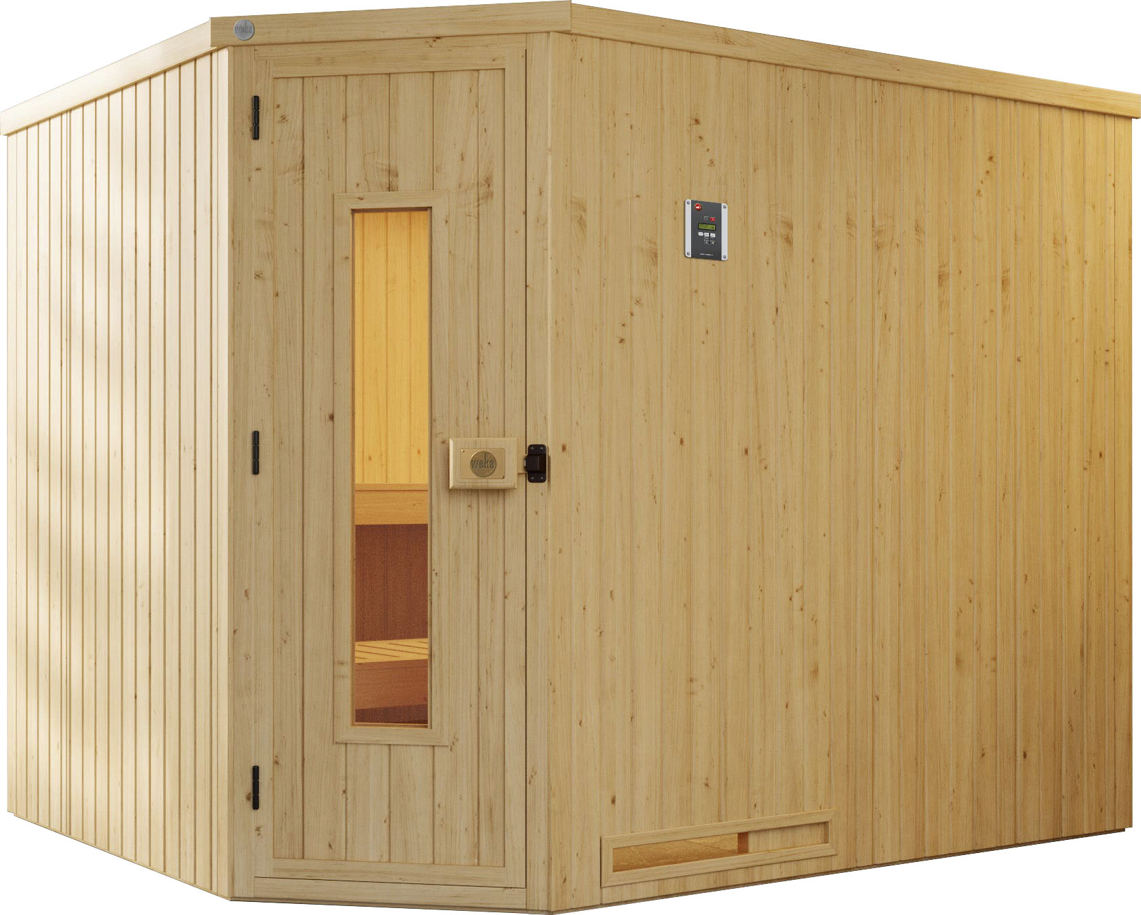 Sauna WEKA "Varberg", beige (natur), Bio-Ofen, externe Steuerung, 7,5 kW, Saunen, 7,5 kW Bio-Ofen mit digitaler Steuerung Image
