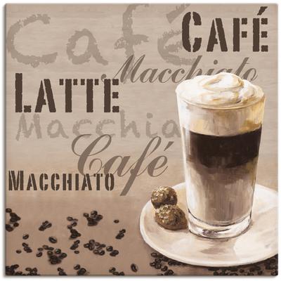 Wandbild ARTLAND "Kaffee - Latte Macchiato", beige (farbe bild(er): naturfarben), B:30cm H:30cm T:1,8cm, Canvas, Leinwand, Bilder, als Leinwandbild, Wandaufkleber in verschied. Größen Image