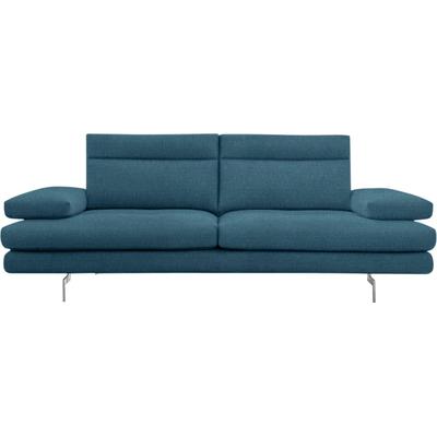 3-Sitzer CALIA ITALIA "Toby Wing, Designsofa mit hohem Sitzkomfort, bequem und elegant", blau (turchese quebec), B:208cm H:90cm T:113cm, Synthetische Faser (100% Polyester), Sofas, inklusive Sitztiefenverstellung, Füße in Chrom glänzend Image