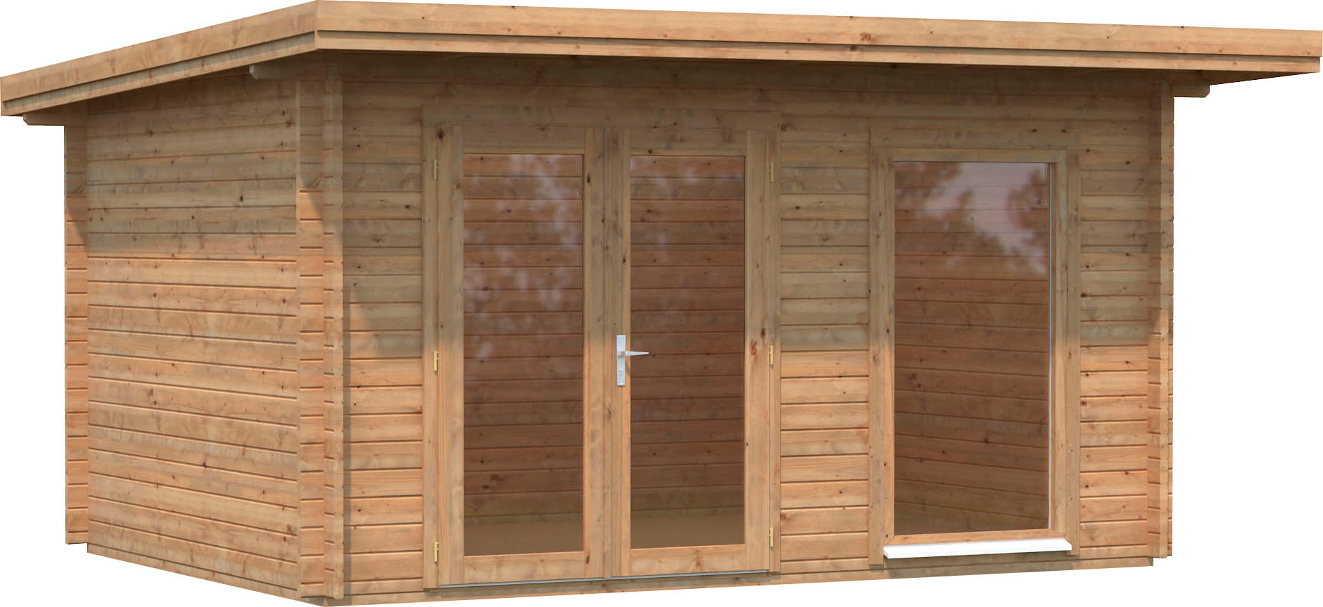 Gartenhaus PALMAKO "Heidi", braun (hellbraun), Fußboden im Gartenhaus, ohne Dacheindeckung, Gartenhäuser, 11,7 m², mit Fußboden im Gartenhaus Image