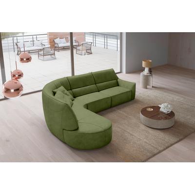 Ecksofa EGOITALIANO "Puffy, extravagant & edel, Retro Designsofa, hoher Sitzkomfort, L-Form", grün (kiwi), B:330cm H:88cm T:205cm, Sofas, mit Ottomane, wahlweise mit und ohne elektrischer Relaxfunktion Image