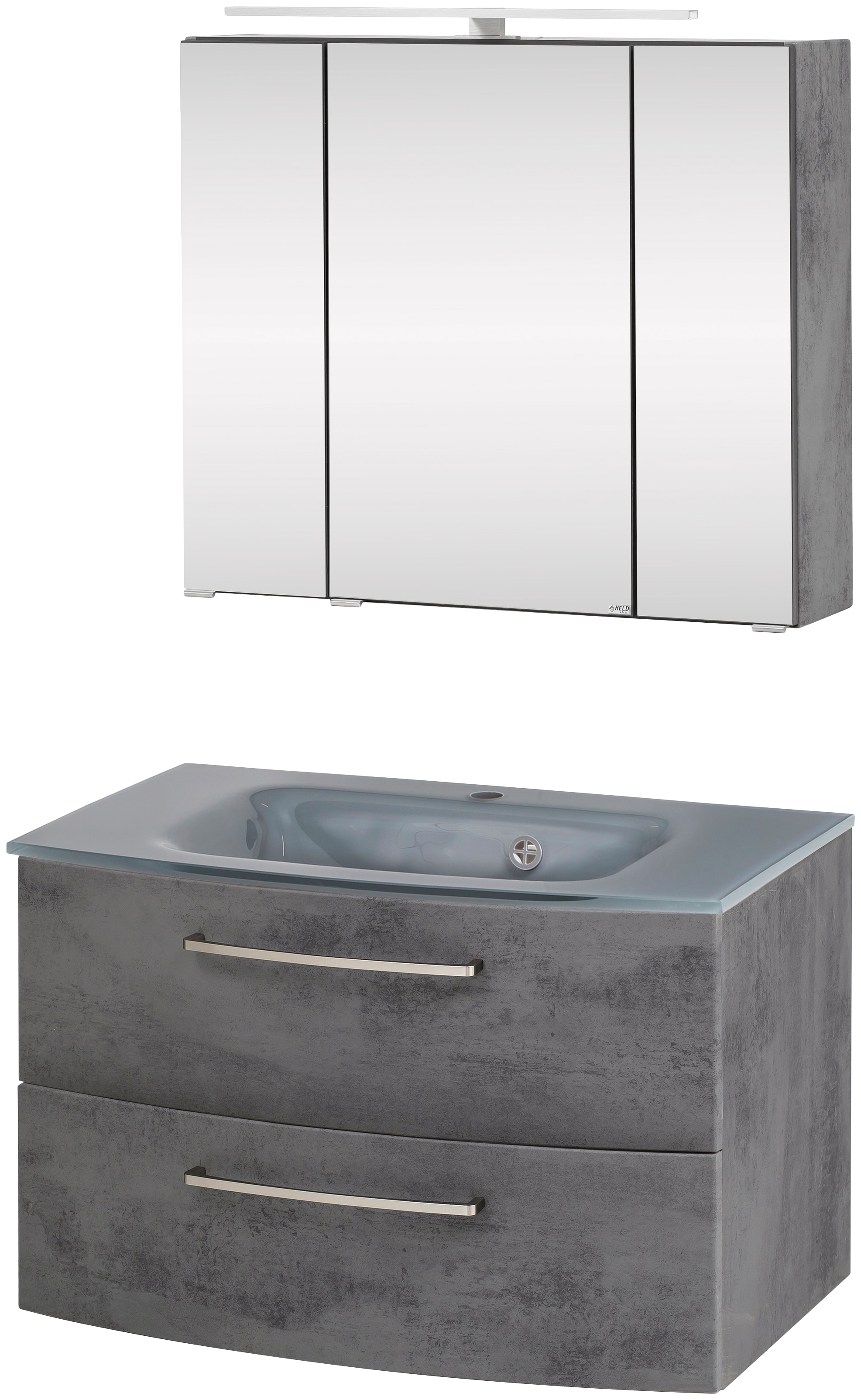 Waschtisch-Set WELLTIME "Windau", grau (oxid stone), B:80cm H:200cm T:49cm, Kastenmöbel-Sets, Breite 80 cm Image