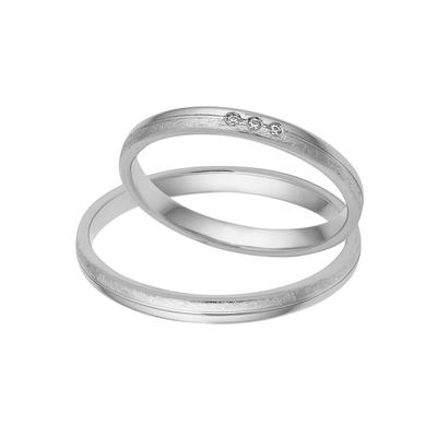 Trauring FIRETTI "Schmuck Geschenk Gold 375 Hochzeit Ehering "LIEBE" Gr. 56, weiß (weißgoldfarben), Fingerringe, 56, ohne Brillanten, Weißgold 375, 2,5mm, Made in Germany, wahlweise mit oder ohne Brillanten Image