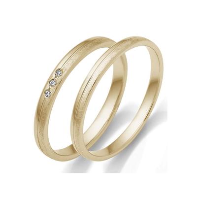 Trauring FIRETTI "Schmuck Geschenk Gold 375 Hochzeit Ehering "LIEBE" Gr. 60, gold (gelbgoldfarben), Fingerringe, 60, 0,015 ct SI = kleine Einschlüsse mit Brillanten, Gelbgold 375, 2,5mm, Made in Germany, wahlweise mit oder ohne Brillanten Image