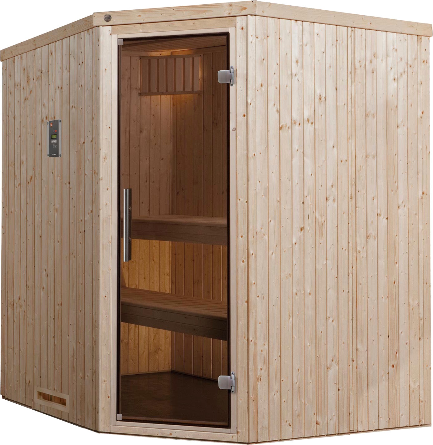Sauna WEKA "Varberg", beige (natur), Bio-Ofen, externe Steuerung, 7,5 kW, Saunen, 7,5 kW Bio-Ofen mit digitaler Steuerung Image