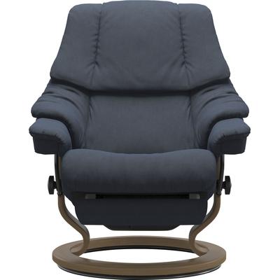 Relaxsessel STRESSLESS "Reno", blau (blau dinamica), B:88cm H:98cm T:77cm, Leder BATICK: BATICK ist ein leicht korrigiertes, durchgefärbtes und genarbtes Möbelleder, bei dem die meisten Unebenheiten und Spuren in der Regel entfernt wurden., Leder... Image