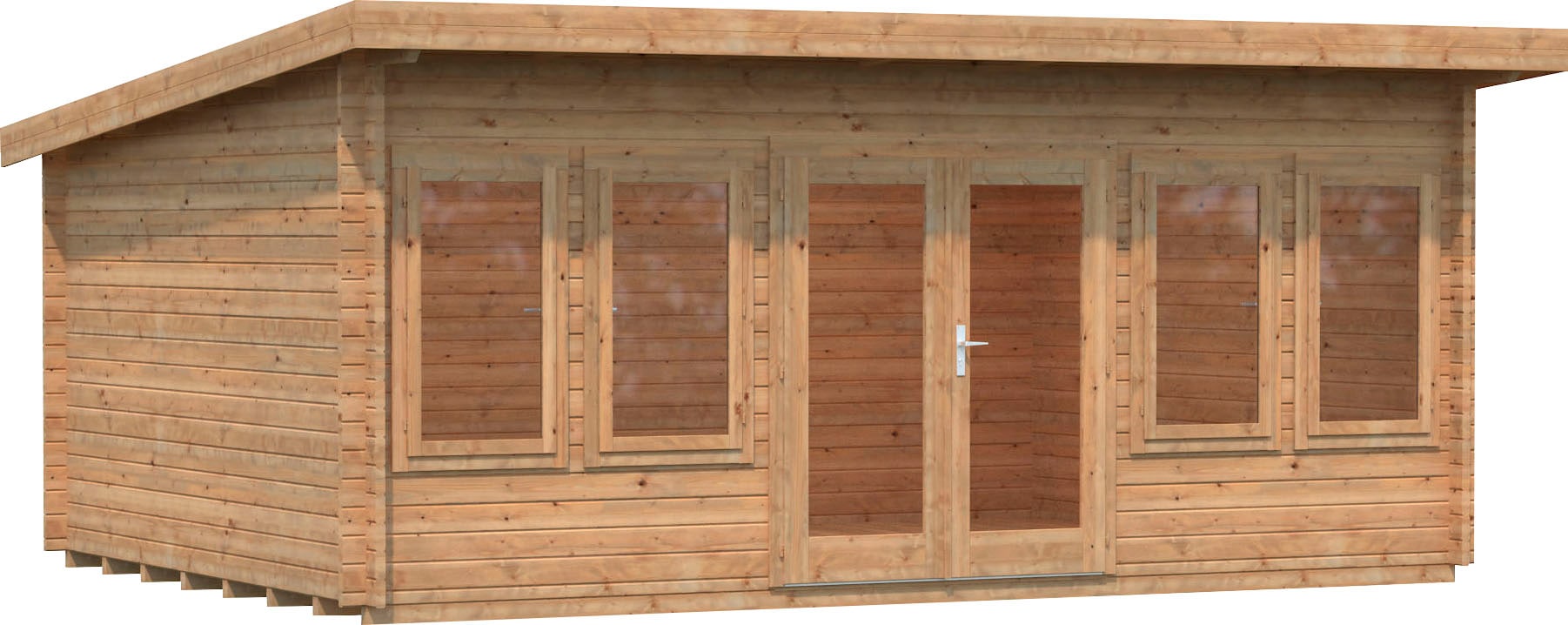 Gartenhaus PALMAKO "Lisa", braun (hellbraun), Fußboden im Gartenhaus, ohne Dacheindeckung, Gartenhäuser, 19,4 m², mit Fußboden im Gartenhaus Image