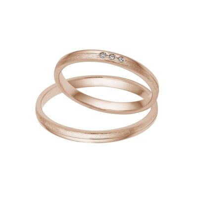 Trauring FIRETTI "Schmuck Geschenk Gold 375 Hochzeit Ehering "LIEBE" Gr. 52, rosa (roségoldfarben), Fingerringe, 52, 0,015 ct SI = kleine Einschlüsse mit Brillanten, Roségold 585, 2,5mm, Rosu00e9gold 585, Made in Germany, wahlweise mit oder ohne... Image