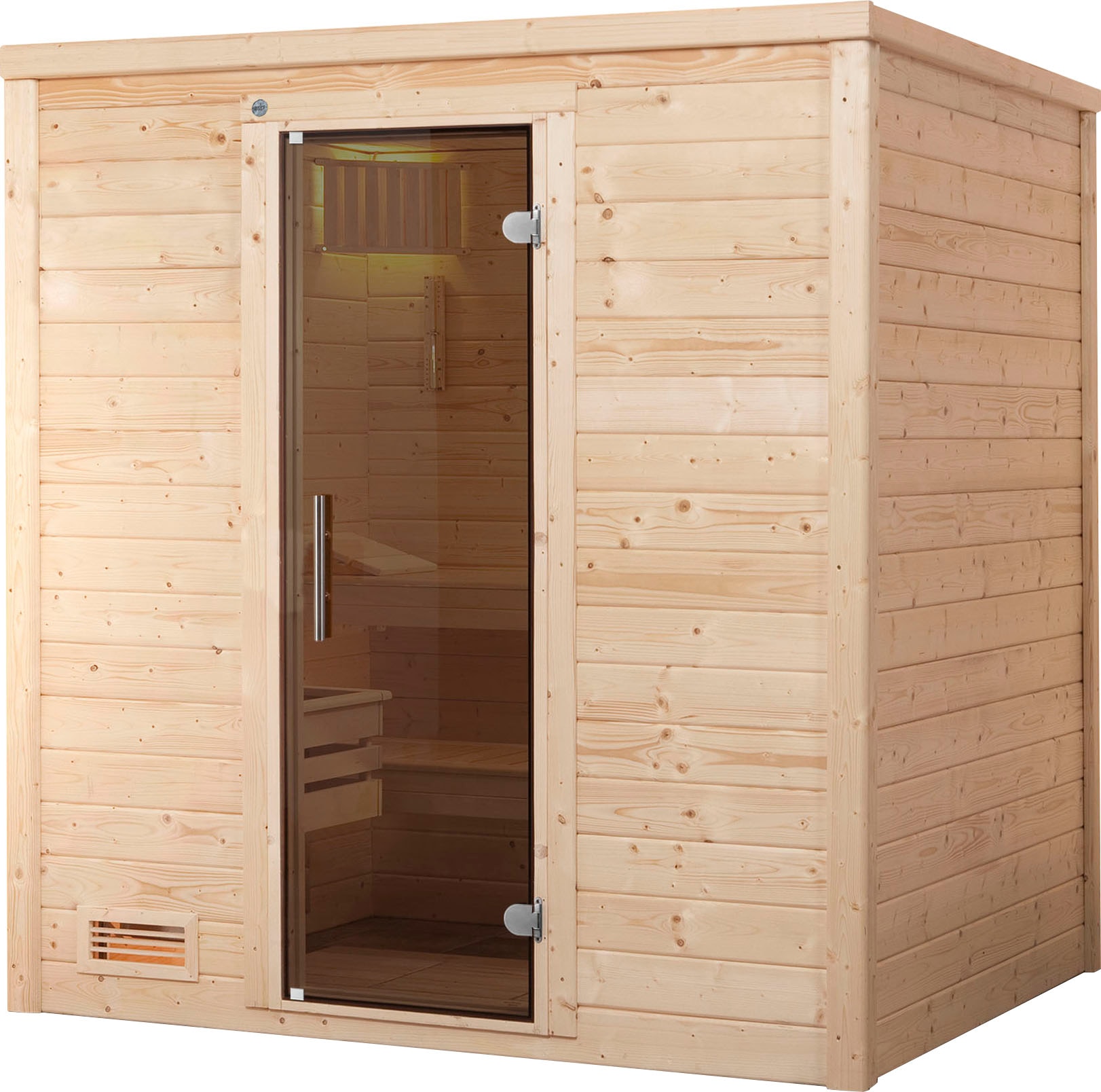 Sauna WEKA "Bergen", beige (natur), Bio-Ofen, externe Steuerung, 7,5 kW, Saunen, 7,5 kW Bio-Ofen mit digitaler Steuerung