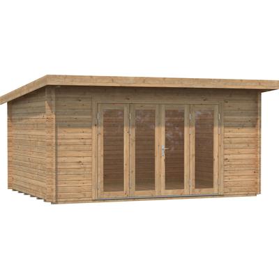 Gartenhaus PALMAKO "Lea", braun (hellbraun), Fußboden im Gartenhaus, ohne Dacheindeckung, Gartenhäuser, 14,2 m², mit Fußboden im Gartenhaus Image
