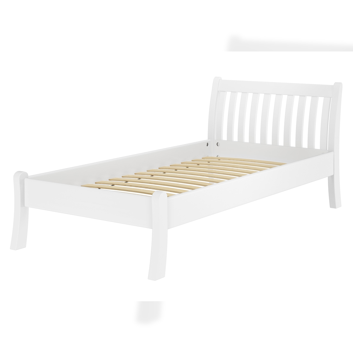 Erst-Holz Gästebett Einzelbett Echtholzbett 100x200 hohe Sitzkante Kiefer weiß V-60.61W-10 Federleisten Image