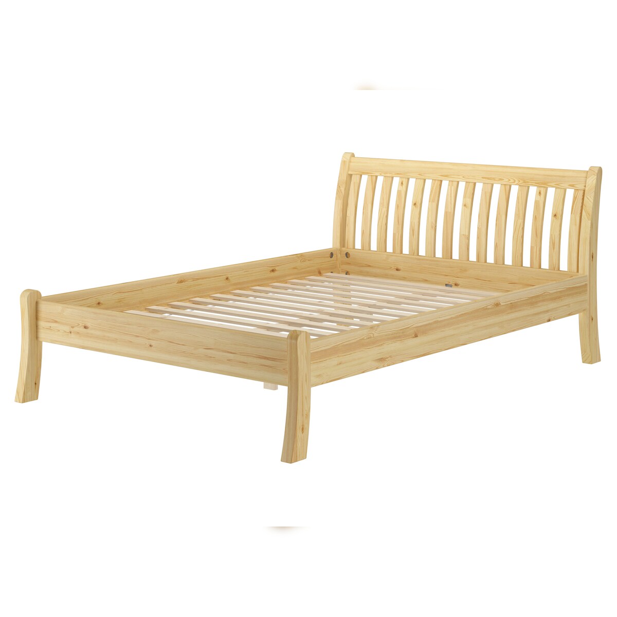 Erst-Holz Modernes Doppelbett 160x200 cm Kiefer massiv Beine geschwungen Zubehör wählbar V-60.61-16 Rollrost inkl. Image