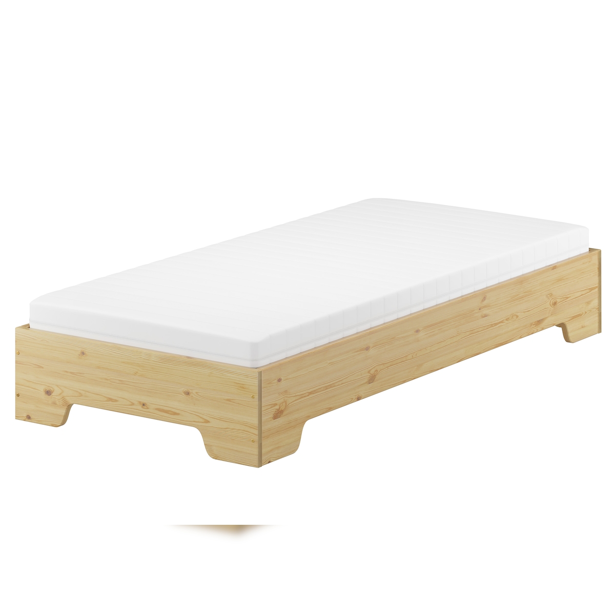 Erst-Holz Kastenbett Bettrahmen 100x200 Pensionsbett, Gästebett mit wählbarem Zubehör V-60.56-10 Rollrost und Matratze inkl. Image