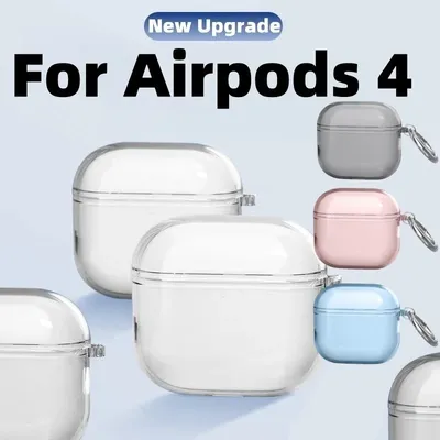 Crystal Clear Case for AirPods 4th Generation Shockproof Earbuds Full Protective Cover with Carabiner Lanyard for AirPods 4 Case