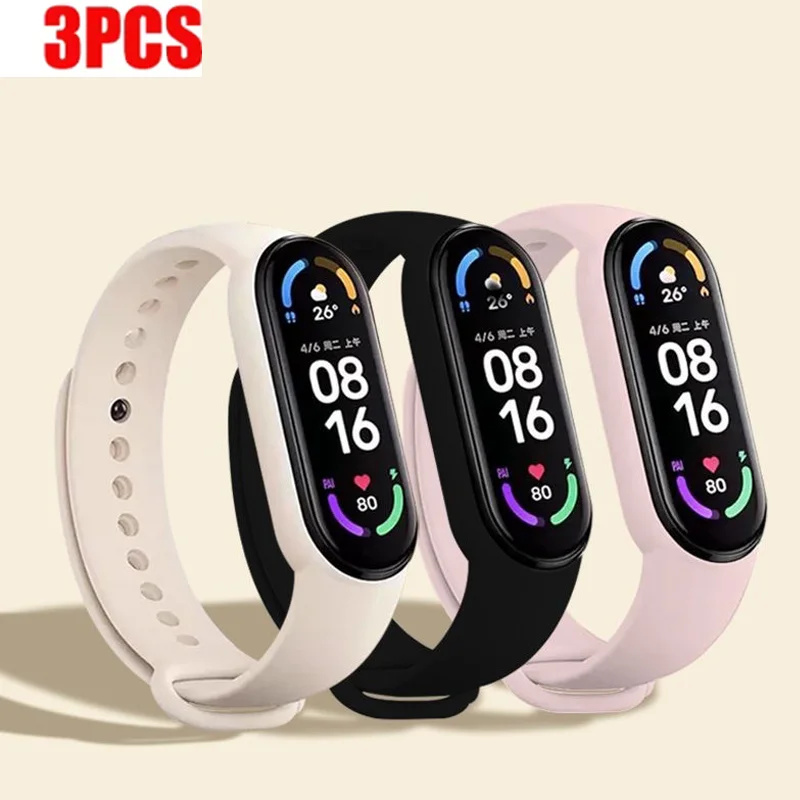 1-3Pcs Armband Für Mi Band 7 6 4 5 3 Armband Xiaomi Mi Band Strap Offizielle silikon Sport Ersatz Smartwatch Zubehör Image
