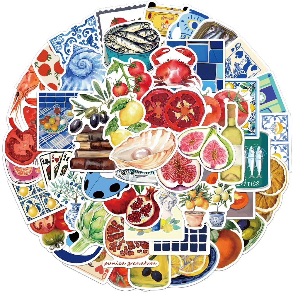 50PCS Creative Mediterranean Tomato Ins Wind Stickers, Account Decoration, Phone Cases, Notebook Personalized Stickers