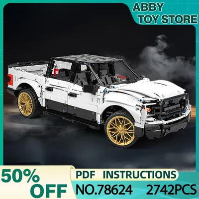 78624 Weiße Pickup-Truck-Bausteine, technischer Fahrzeugmodellbausatz für Kinder und Erwachsene, DIY-Autospielzeug, Geschenk für Weihnachten, Geburtstag Image
