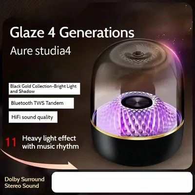 Explosionen Glas Drahtloses Bluetooth-Audio, Haushaltskarte Desktop RGB-Subwoofer Multifunktionaler Atmosphärenlautsprecher. Image