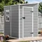 Resin Outdoor Storage Shed with Floor 5x4 FT Waterproof Plastic Sheds Window Lockable Door Included, Outside Garden Tools Sheds
