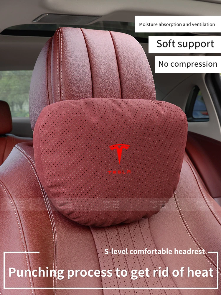 Für Tesla Modell 3 Modell Y Modell S Modell X Auto Kopfstütze Nackenstütze Sitz Lendenkissen Atmungsaktive Weiche Nackenkissen Taille pad Image