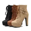 Beliebte EuropeanAmerican Umreifung Frauen Boot Mode Ankle Boot High Heel Frauen Schuh Wasserdichte Gürtel Schnalle Plattform Frauen Boot